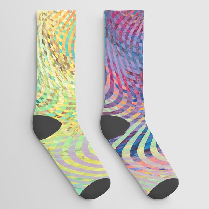 Rainbow Radiance: Multi-Colored Rainbow Wave Socks