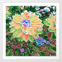 Tropical Stained Glass Floral Art Print