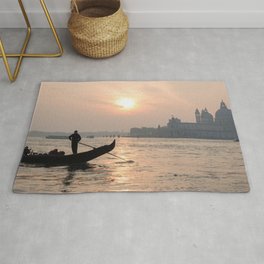 Italy Photography - Row Boat Rowing Beside Venice Rug