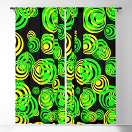 Neon yellow and Green Circles on Black Blackout Curtain