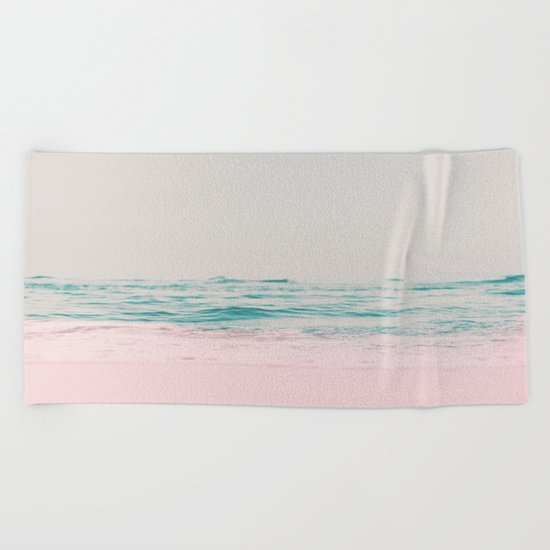 Vintage Pastel Ocean Waves Beach Towel
