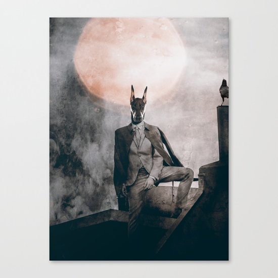 Watchdog in the moonlight Canvas Print