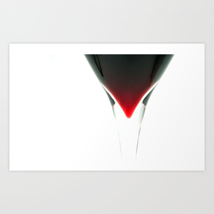 Red Wine Glass Detail Over White Background Art Print By