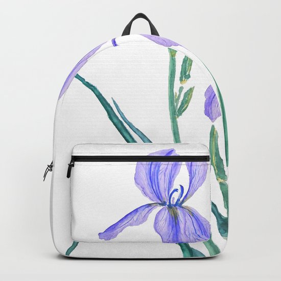 vintage purple iris watercolor Backpack