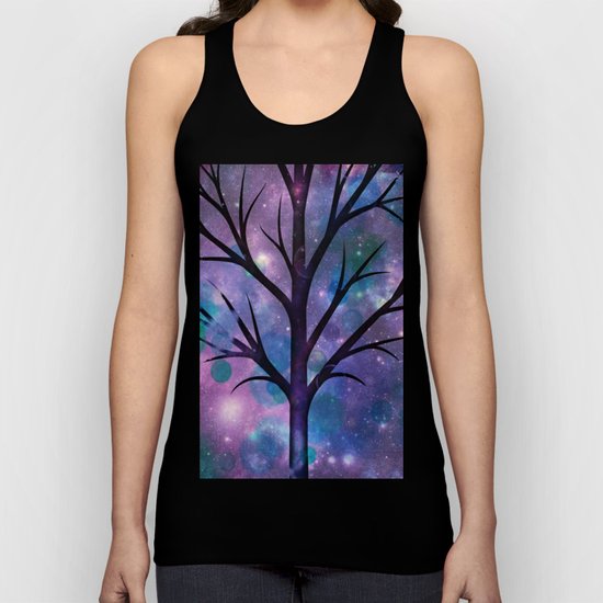 Tree in a fairy-like blue lilac sparkle spring night Unisex Tank Top