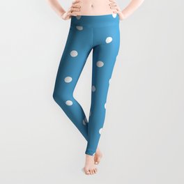 Polka Dots Pattern Blue and White Leggings