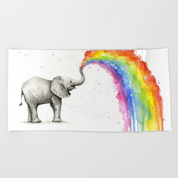 Rainbow Baby Elephant Beach Towel