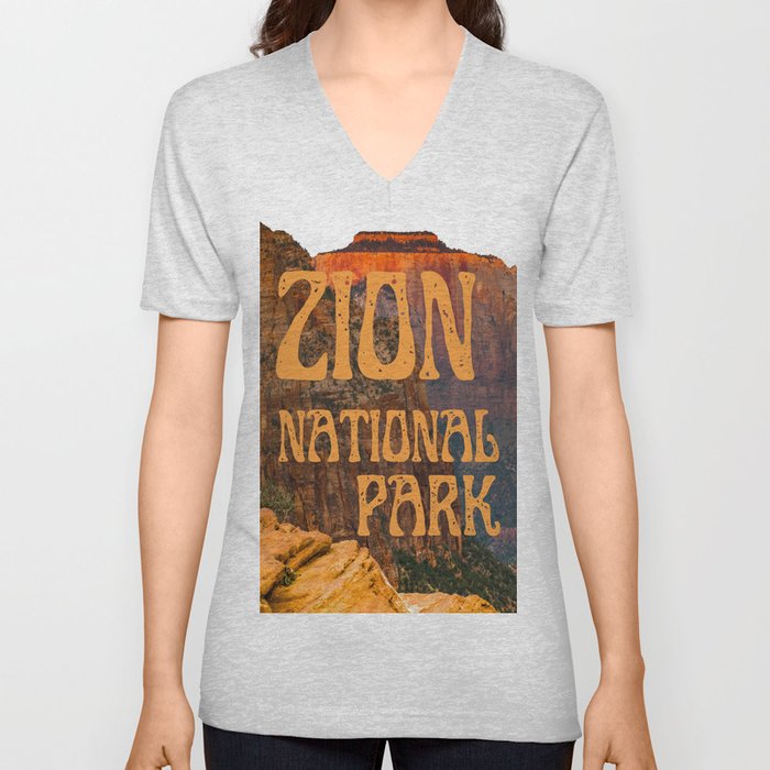 Zion National Park Utah Landscape Photography Travel Print V Neck T Shirt