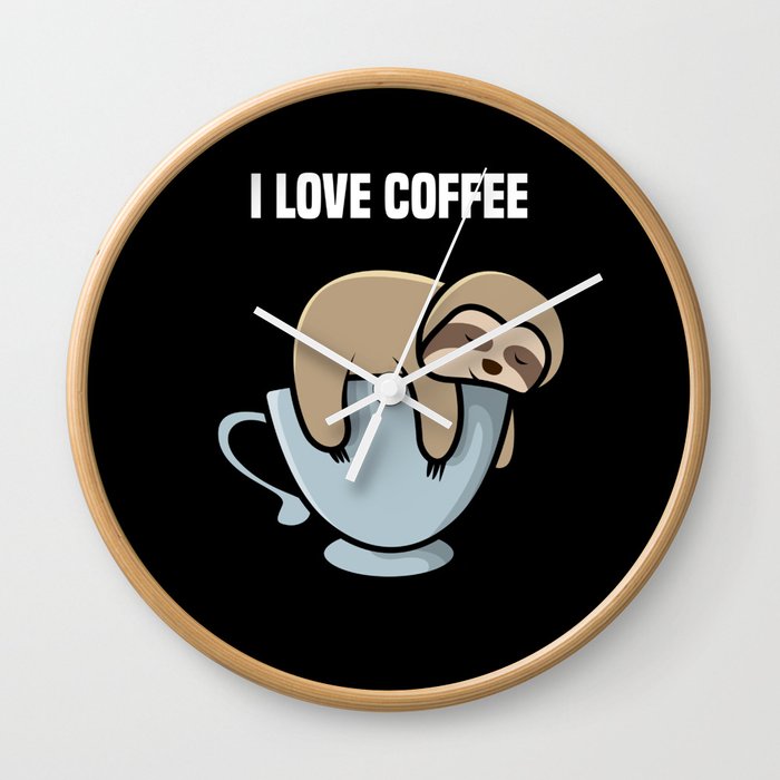 Sloth I Love Coffee Wall Clock