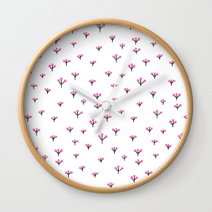 pink flowers Wall Clock