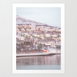Houses of Tromsø Photo | Winter Snow Landscape in Norway Art Print | Arctic Travel Photography Art Print