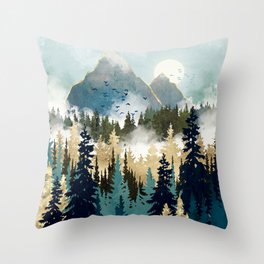 Misty Pines Throw Pillow