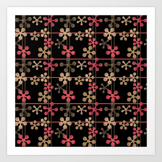 Abstract pattern in black red and brown tones . Art Print