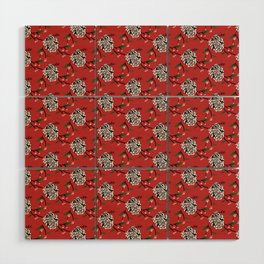 Christmas Pattern Floral Red Pine Retro Wood Wall Art