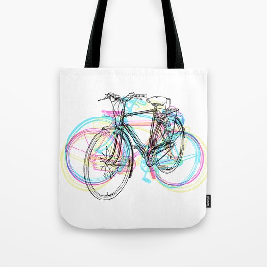 Artistic modern pink teal abstract bicycles art Tote Bag