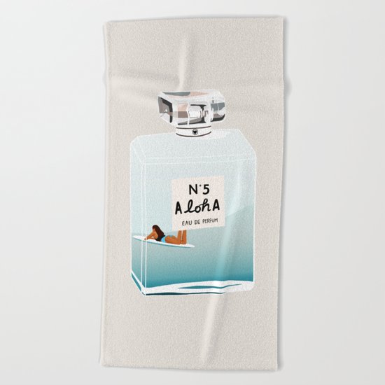 No.5 Aloha, hawaii art, aloha art, summer art, perfume art Beach Towel