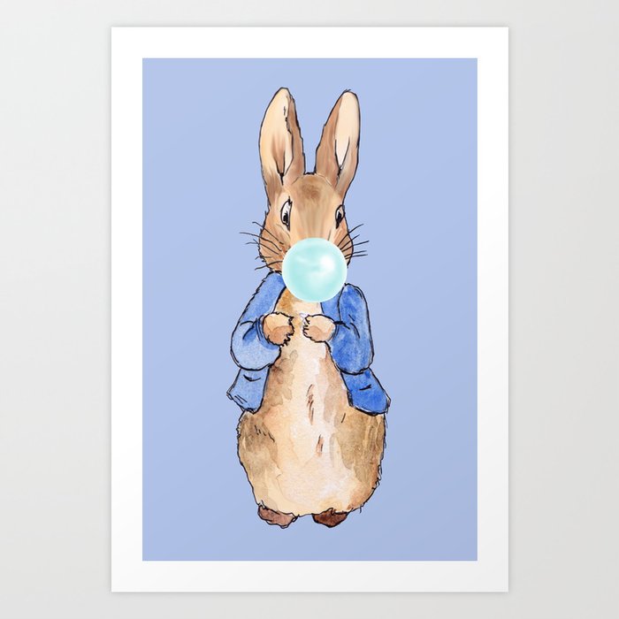 Peter the Rabbit Blowing Bubble gum Art Print