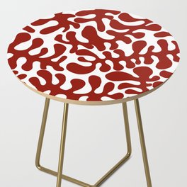 Red Matisse cut outs seaweed pattern on white background Side Table