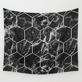 Black Campari marble - hexagons Wall Tapestry