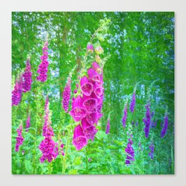 pink foxglove painted impressionism style Canvas Print