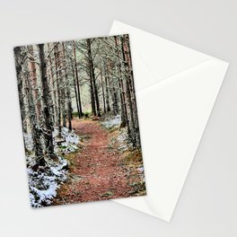 Scottish Highlands Frozen Nature Walk Through the Pine Trees in I Art  Stationery Card