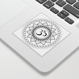 Om Mandala White & Black Sticker