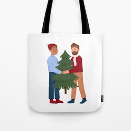 Couple with christmas tree Tote Bag