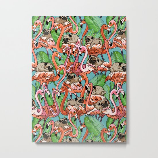 Flamingo Party Metal Print