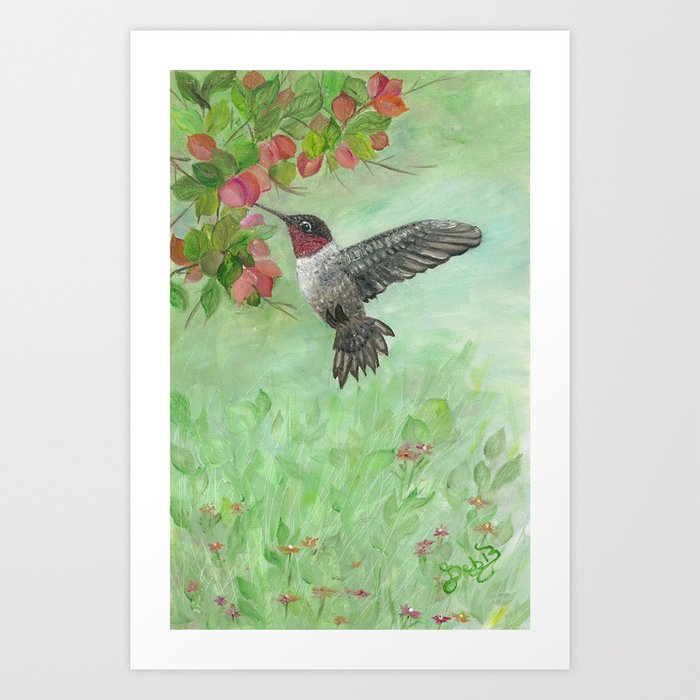Lunch with a Humming Bird Art Print