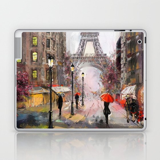 oil painting on canvas, street view of Paris Laptop & iPad Skin