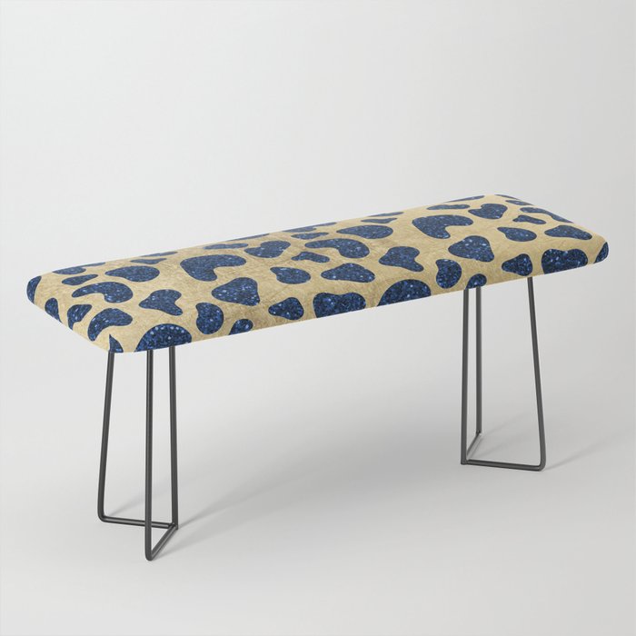 Hipster Girly Gold Navy Blue Glitter Cheetah Animal Print Bench