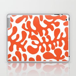 Vibrant orange Matisse cut outs seaweed pattern on white background Laptop Skin