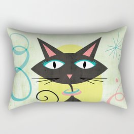 Mid-Century Modern Atomic Black Cat Rectangular Pillow