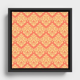 Victorian Gothic Pattern 546 Orange and Yellow Framed Canvas