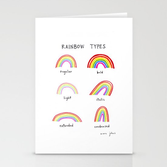 rainbow types Stationery Cards