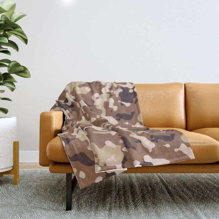 Brown Camouflage Throw Blanket