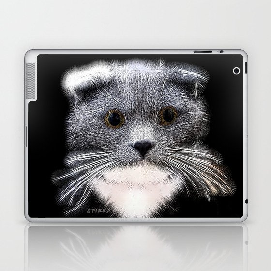 Spiked Grey and White Cat Laptop & iPad Skin