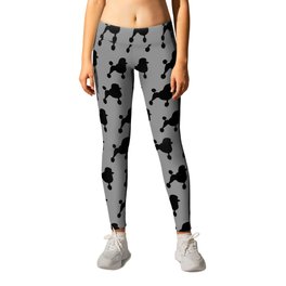 Black Fancy Standard Poodle Silhouette Leggings | Animal, Decal, Dogbreed, Poodlesilhouette, Graphicdesign, Standardpoodle, Dogoutline, Dog, Poodle, Silhouette 