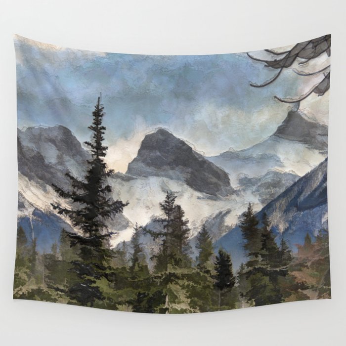 The Three Sisters - Canadian Rocky Mountains Wall Tapestry
