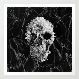 Floral Marble Skull Art Print