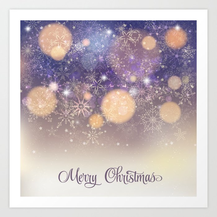 Christmas Pattern Snowflake Glittery Wishes Art Print