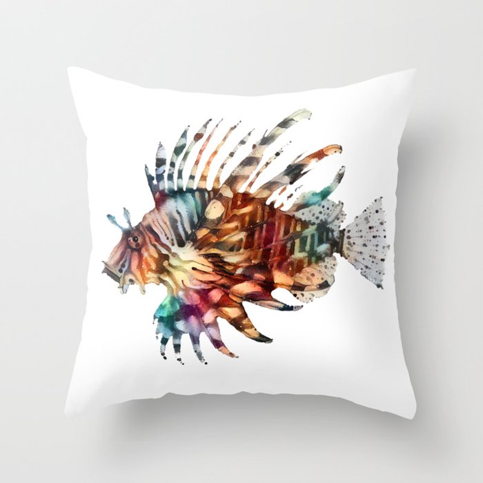 Lion Fish Rainbow Throw Pillow