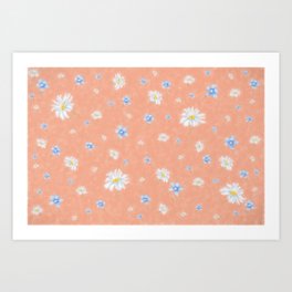 Beautiful Spring flowers on Coral Art Print