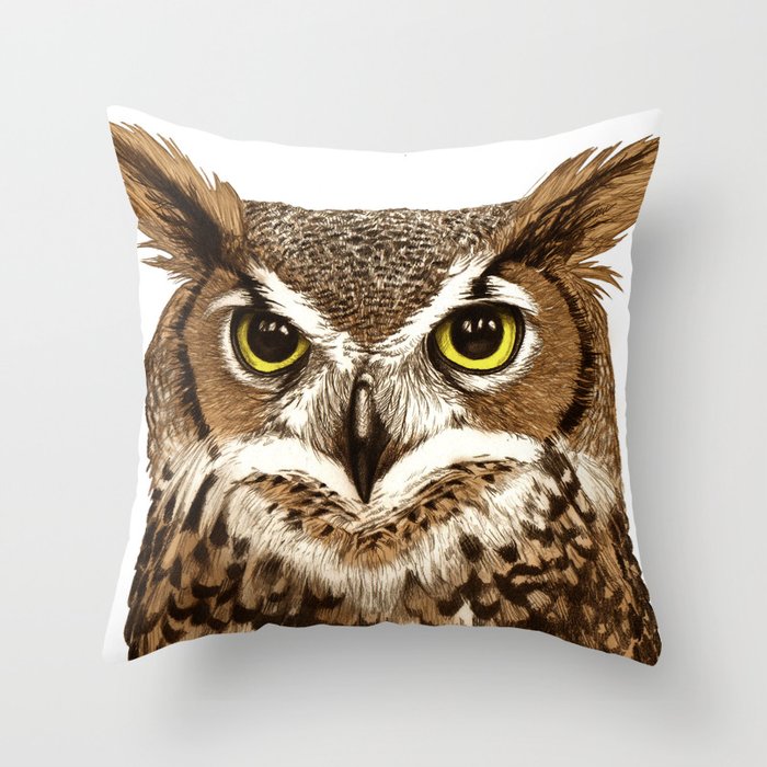 Great Horned Owl Throw Pillow