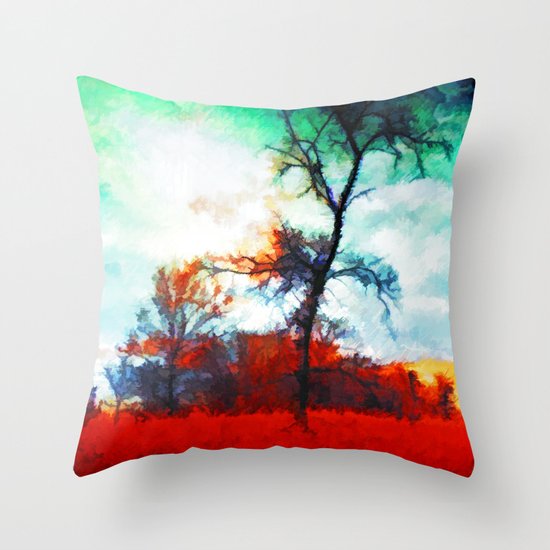Fallen Leaves - Painting Style Throw Pillow