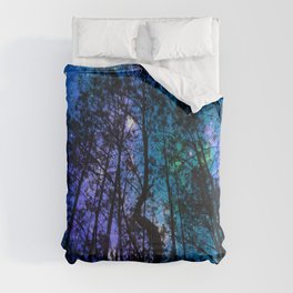 Black Trees Teal Purple Space Comforter