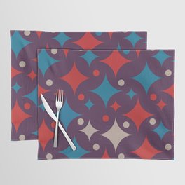 Retro Mid Century Modern Abstract Shapes pattern - Persian Red and Blue Green Placemat
