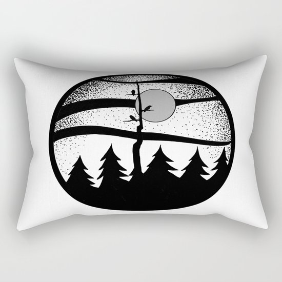 Raven Tree Monochrome Rectangular Pillow
