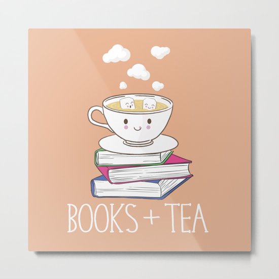 Books + Tea Metal Print