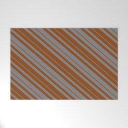 [ Thumbnail: Grey & Brown Colored Lined Pattern Welcome Mat ]